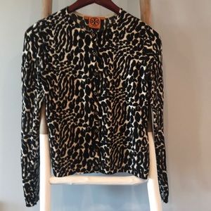 Tory Burch Leopard Merino Wool Cardigan